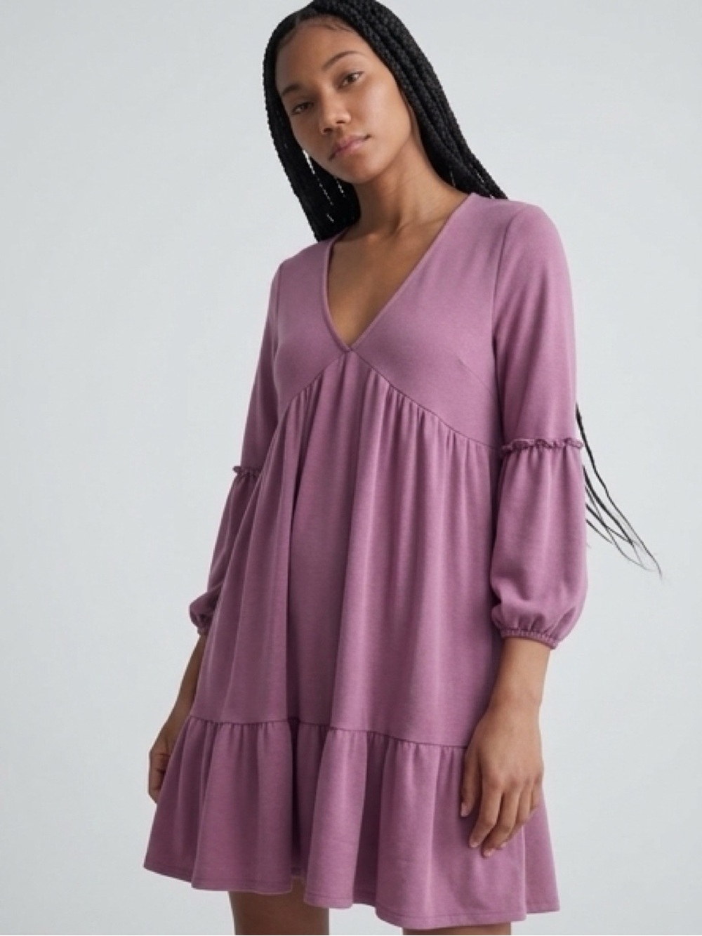 ALTAR’D STATE Women's V-Neck Smocked Tiered Dress